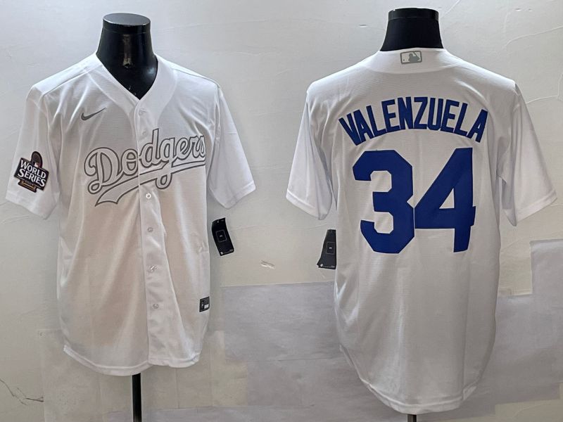 Men Los Angeles Dodgers 34 Valenzuela White Fashion Edition Game 2025 Nike MLB Jersey style 2